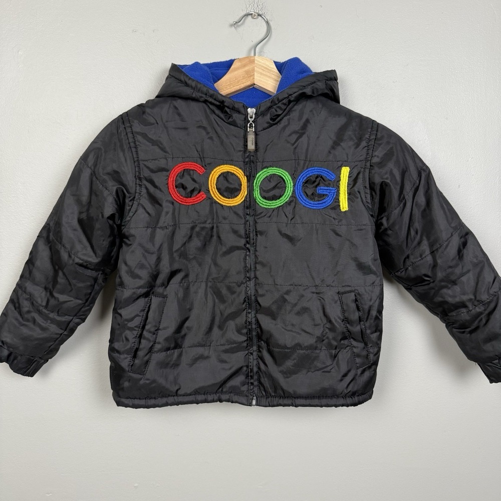 VTG Coogi Kids Rainbow Embroidered Logo Puffer Coat 5/6 90s Streetwear‎ Jacket